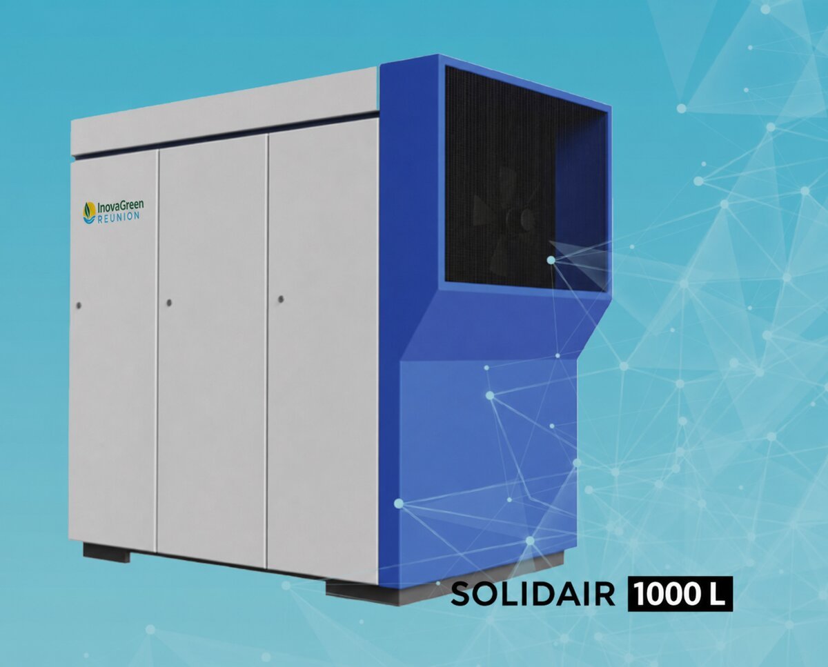 Fontaine atmosphérique SOLIDAIR 1000L pour PME, agriculture et collectivités à La Réunion